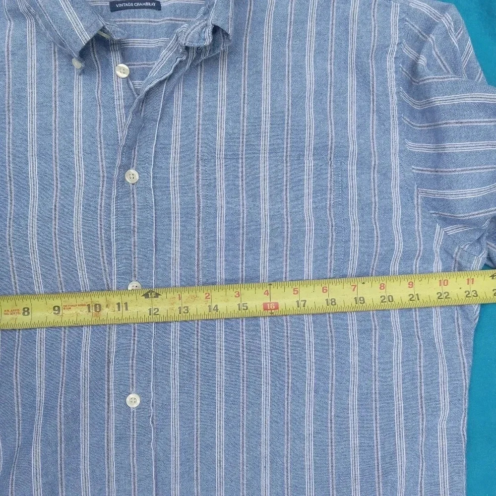 Consensus Vintage Chambray Button Down Blue Verti… - image 6